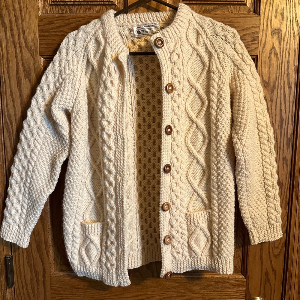 Vintage Handmade Knit Wool Cardigan Sweater